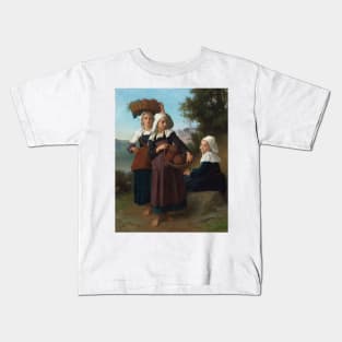 Fouesnant Girls Returning From The Market by William-Adolphe Bouguereau Kids T-Shirt